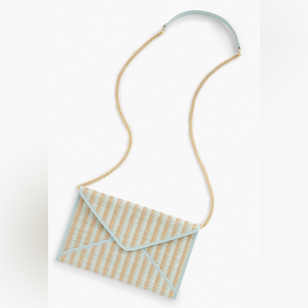 NWOT Talbots, woven straw envelope crossbody. Blue and tan woven.